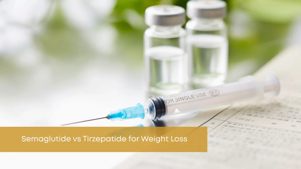 image of a weight loss injection. Comparison between semaglutide vs tirzepatide